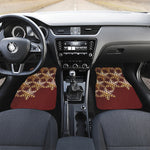 Golden Snowflake Print Front and Back Car Floor Mats