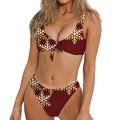 Golden Snowflake Print Front Bow Tie Bikini