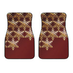 Golden Snowflake Print Front Car Floor Mats
