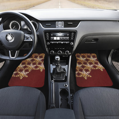 Golden Snowflake Print Front Car Floor Mats