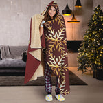 Golden Snowflake Print Hooded Blanket