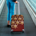 Golden Snowflake Print Luggage Cover