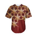 Golden Snowflake Print Men's Baseball Jersey
