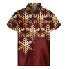 Golden Snowflake Print Men's Short Sleeve Shirt