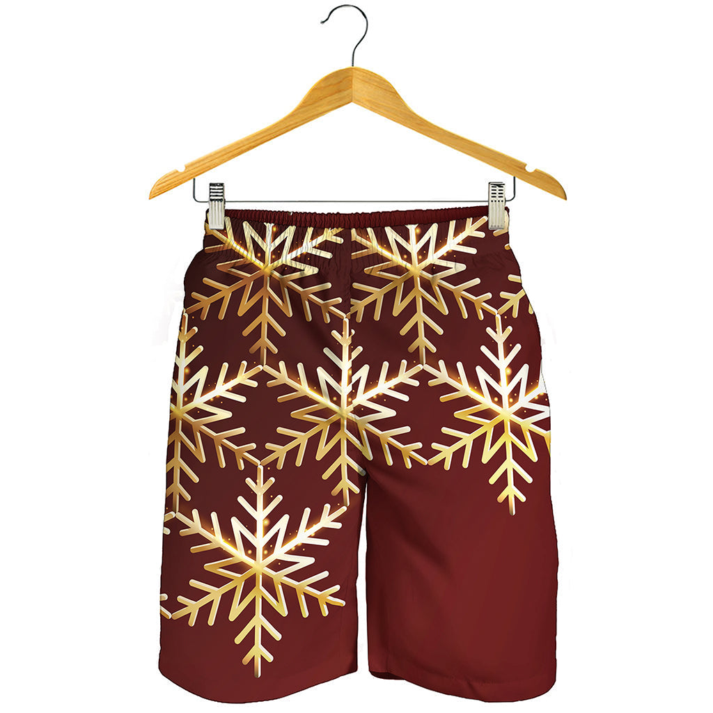 Golden Snowflake Print Men's Shorts