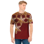 Golden Snowflake Print Men's T-Shirt