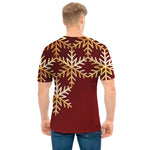 Golden Snowflake Print Men's T-Shirt