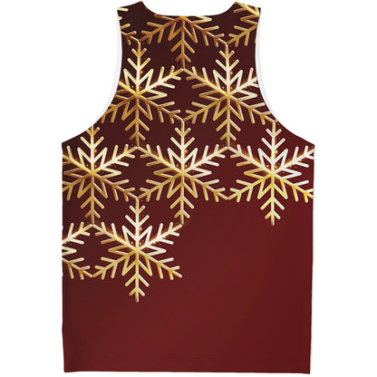 Golden Snowflake Print Men's Tank Top