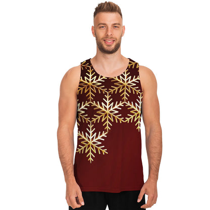 Golden Snowflake Print Men's Tank Top