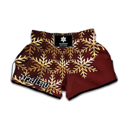 Golden Snowflake Print Muay Thai Boxing Shorts