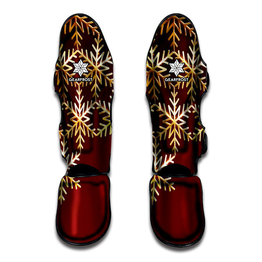 Golden Snowflake Print Muay Thai Shin Guard