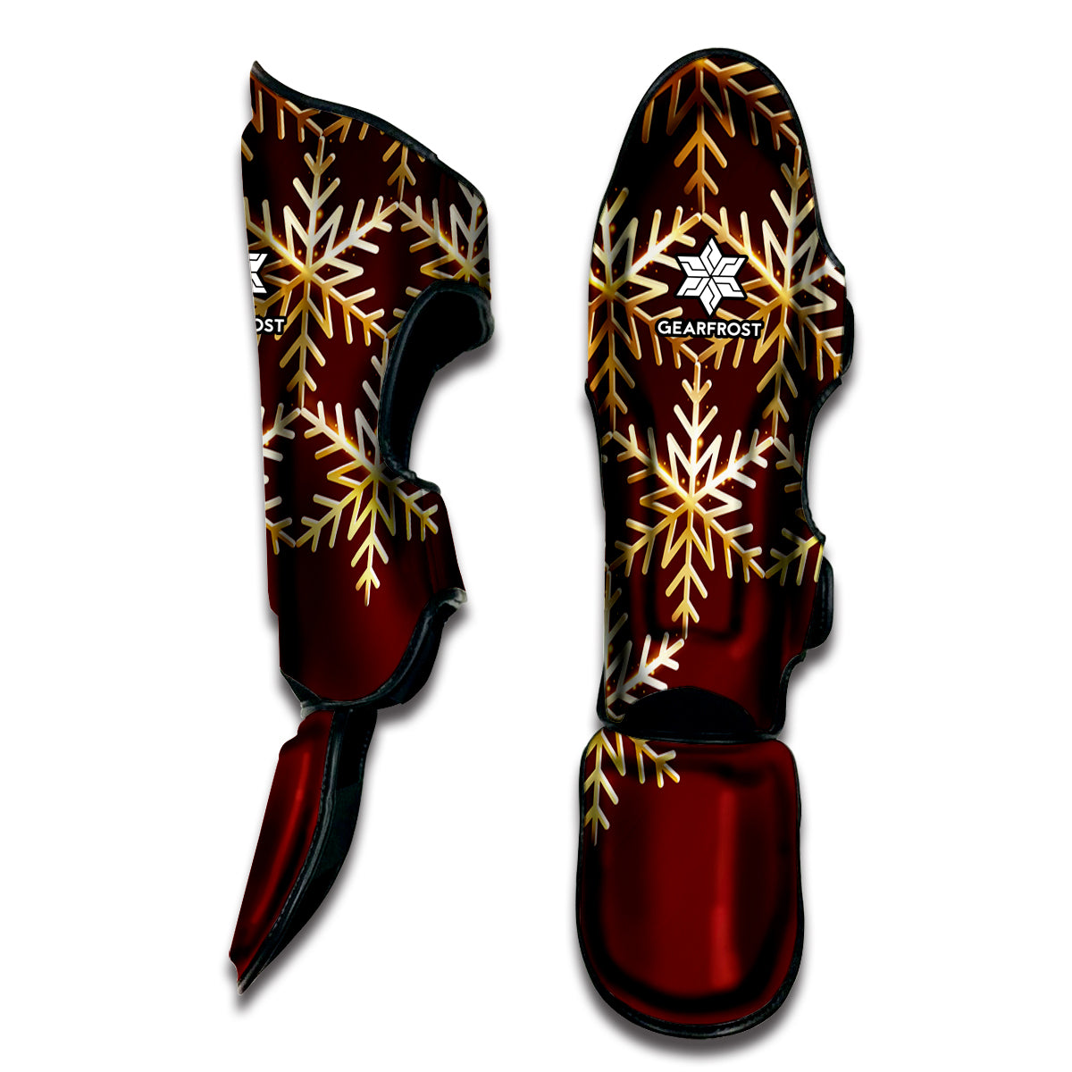 Golden Snowflake Print Muay Thai Shin Guard