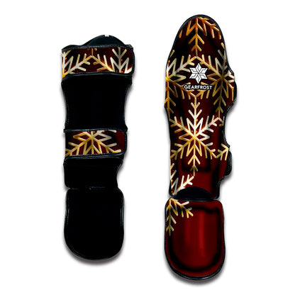 Golden Snowflake Print Muay Thai Shin Guard