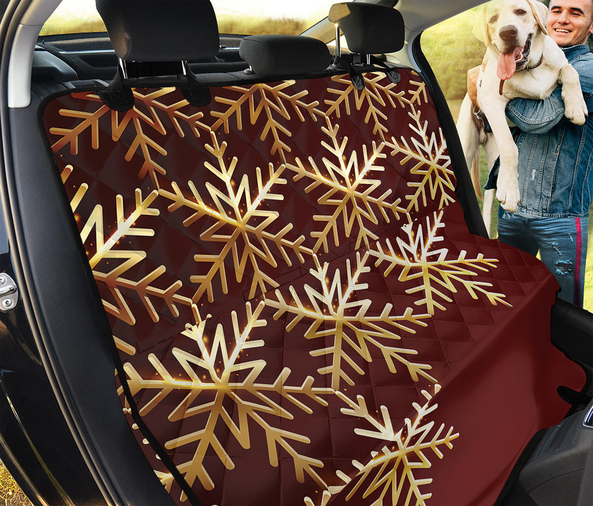 Golden Snowflake Print Pet Car Back Seat Cover