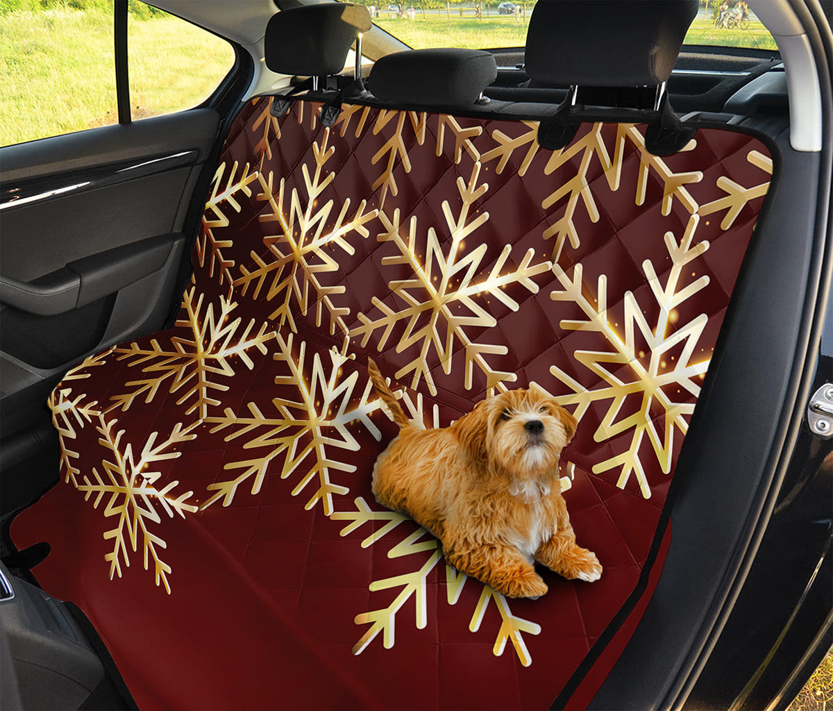 Golden Snowflake Print Pet Car Back Seat Cover