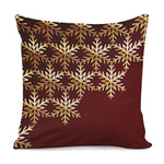 Golden Snowflake Print Pillow Cover
