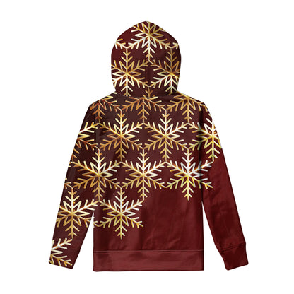 Golden Snowflake Print Pullover Hoodie