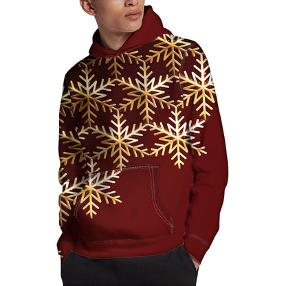 Golden Snowflake Print Pullover Hoodie