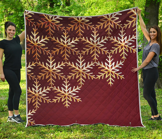 Golden Snowflake Print Quilt
