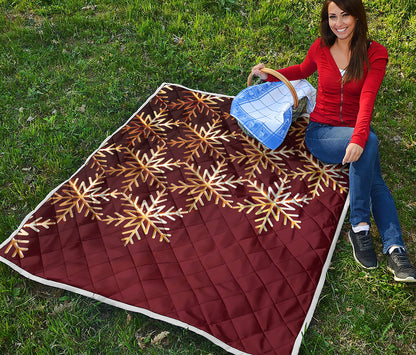 Golden Snowflake Print Quilt