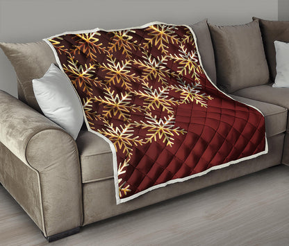 Golden Snowflake Print Quilt