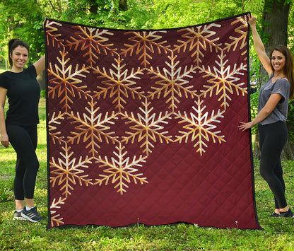Golden Snowflake Print Quilt