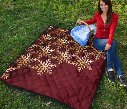 Golden Snowflake Print Quilt