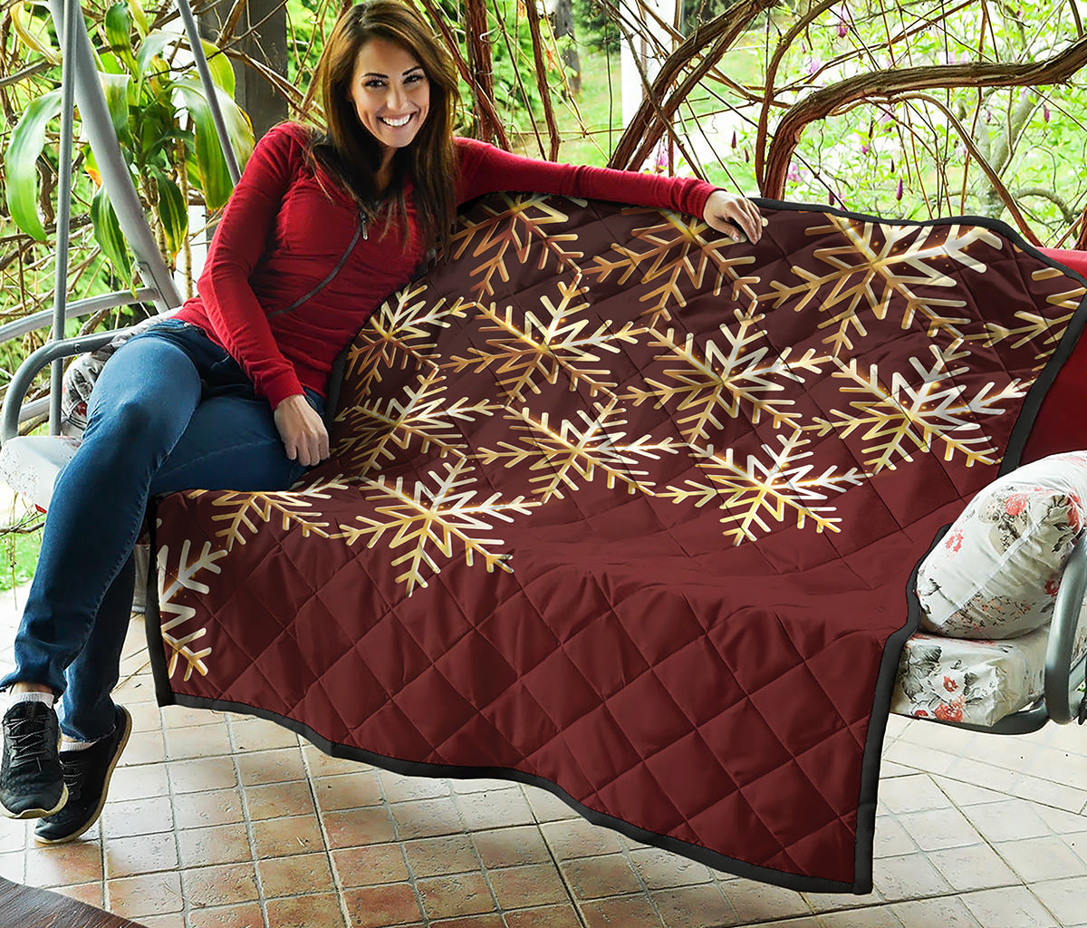 Golden Snowflake Print Quilt