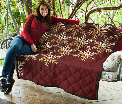 Golden Snowflake Print Quilt