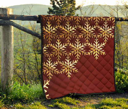 Golden Snowflake Print Quilt