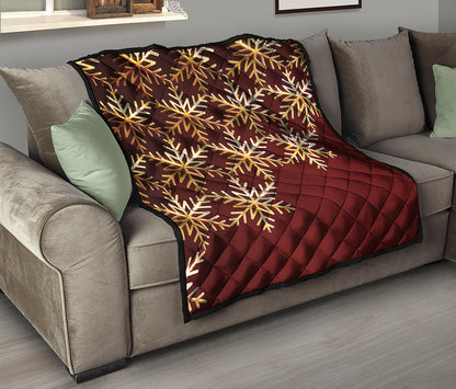Golden Snowflake Print Quilt