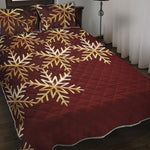 Golden Snowflake Print Quilt Bed Set