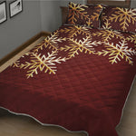 Golden Snowflake Print Quilt Bed Set