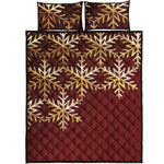Golden Snowflake Print Quilt Bed Set