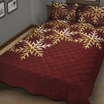 Golden Snowflake Print Quilt Bed Set