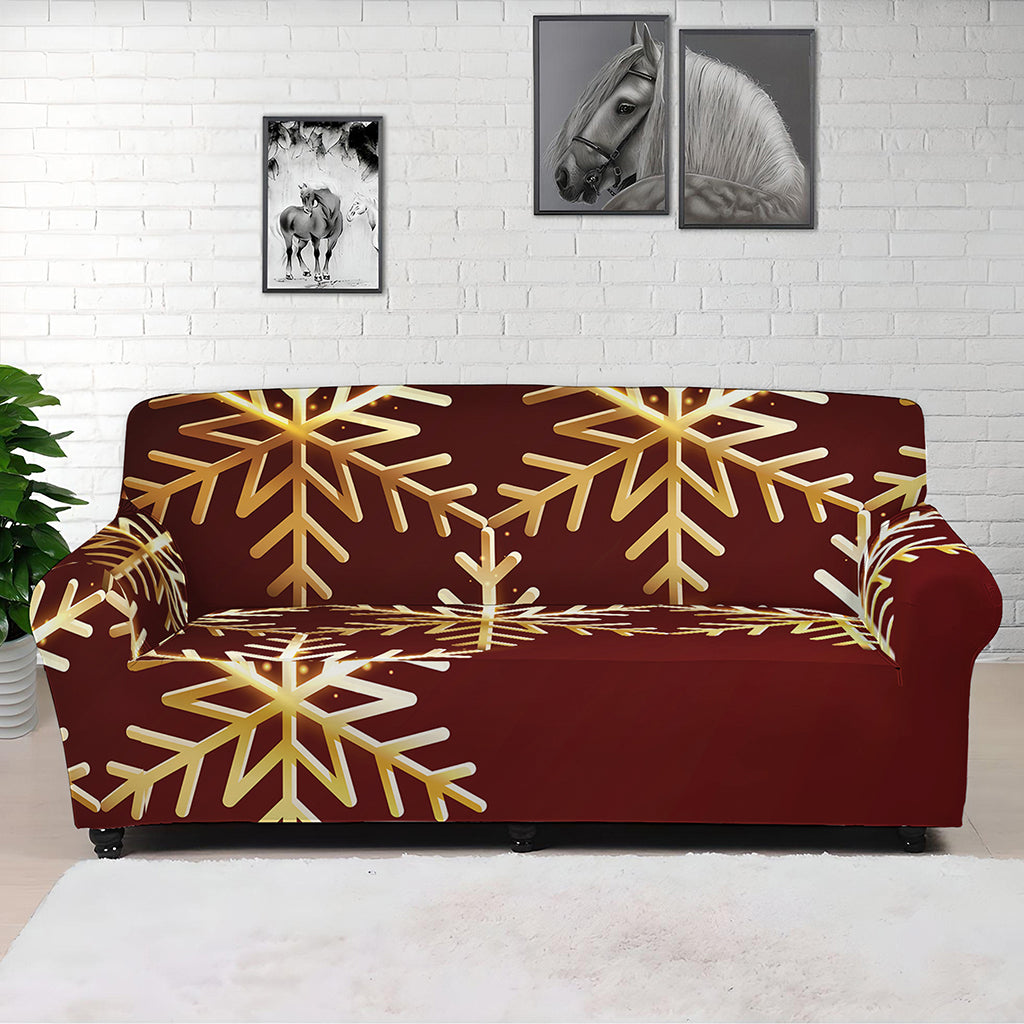 Golden Snowflake Print Sofa Cover