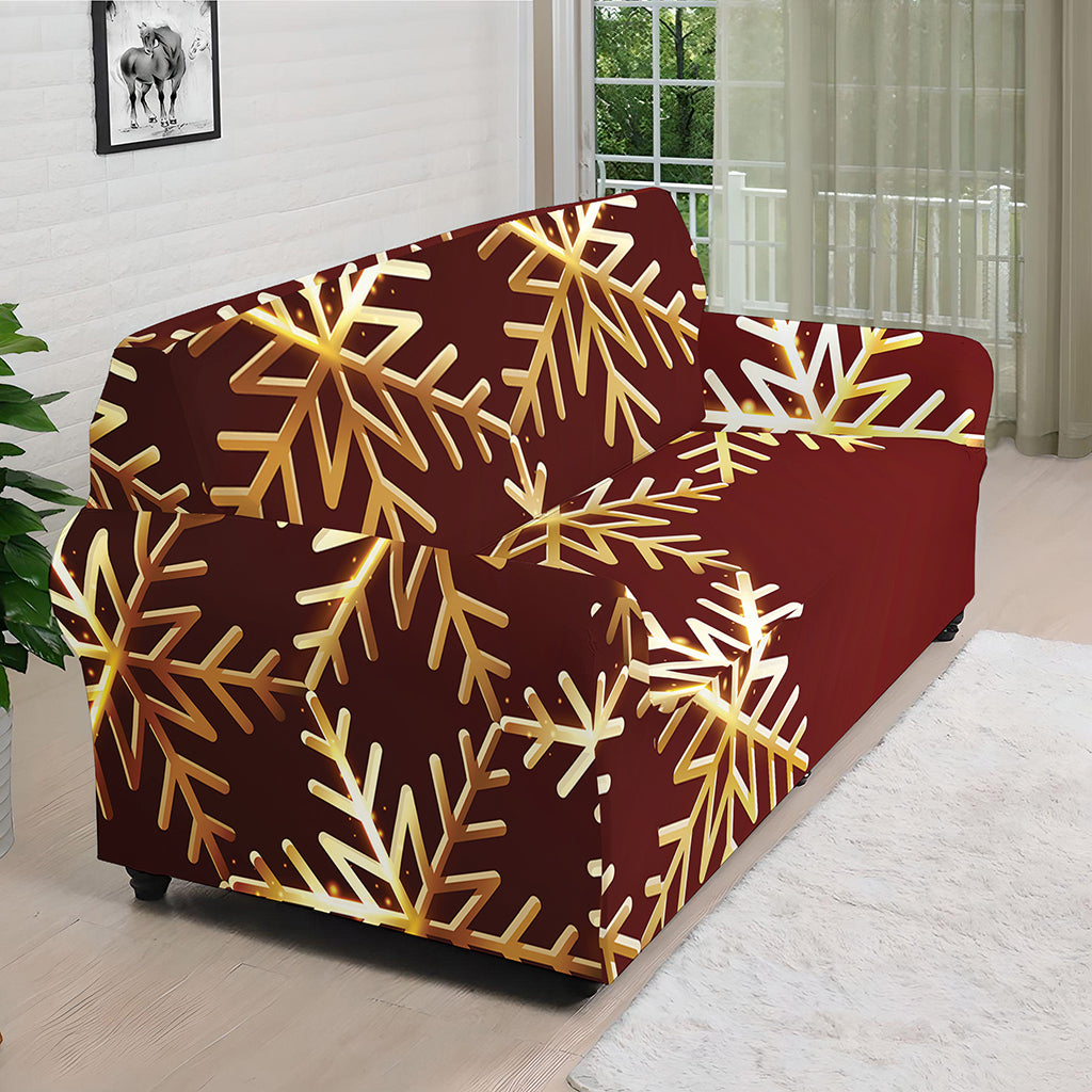 Golden Snowflake Print Sofa Cover