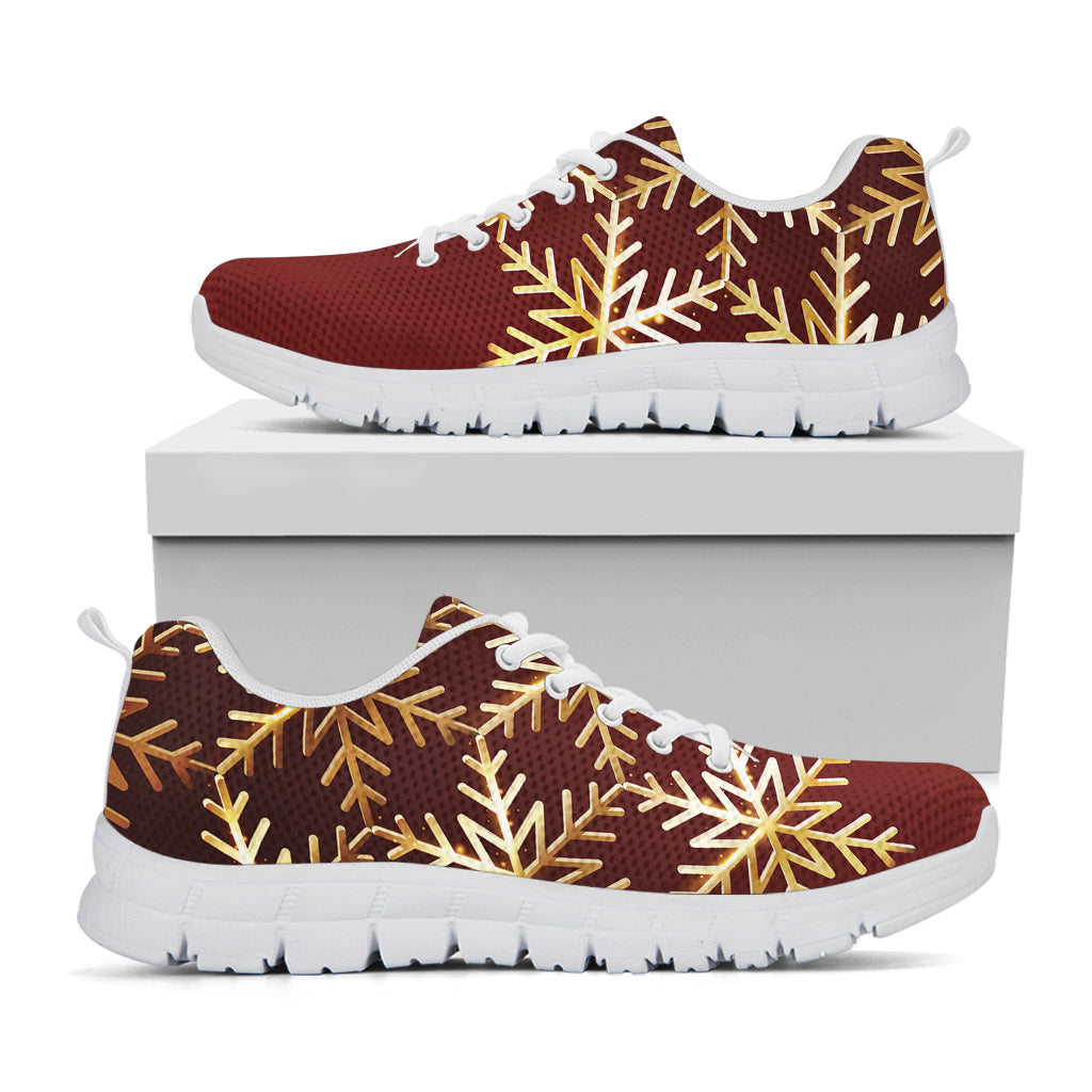 Golden Snowflake Print White Sneakers