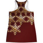 Golden Snowflake Print Women's Racerback Tank Top