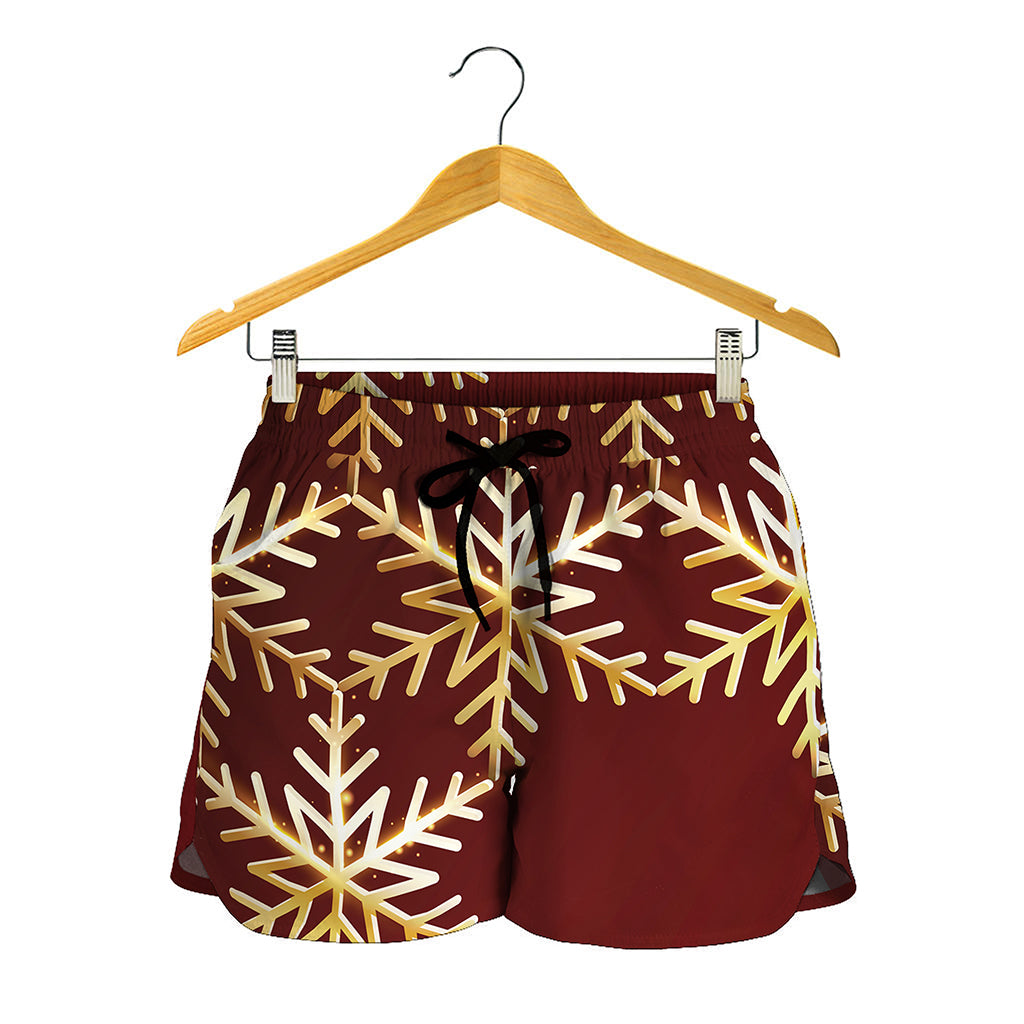Golden Snowflake Print Women's Shorts