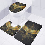 Golden Spiritual Bird Print 3 Piece Bath Mat Set