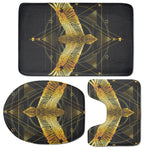 Golden Spiritual Bird Print 3 Piece Bath Mat Set