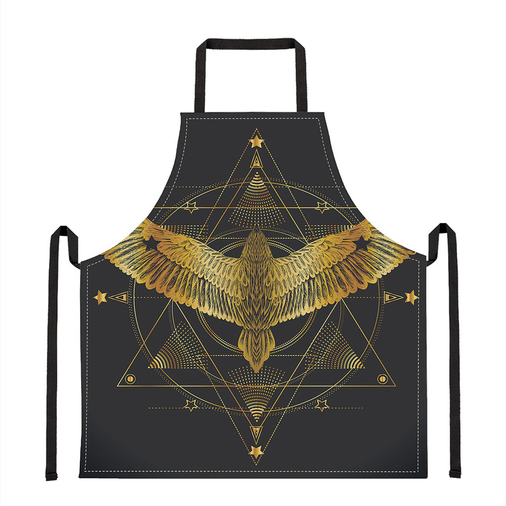 Golden Spiritual Bird Print Apron