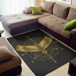 Golden Spiritual Bird Print Area Rug