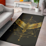Golden Spiritual Bird Print Area Rug