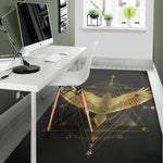 Golden Spiritual Bird Print Area Rug