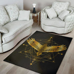 Golden Spiritual Bird Print Area Rug
