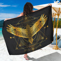 Golden Spiritual Bird Print Beach Sarong Wrap