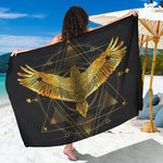 Golden Spiritual Bird Print Beach Sarong Wrap