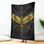 Golden Spiritual Bird Print Blanket